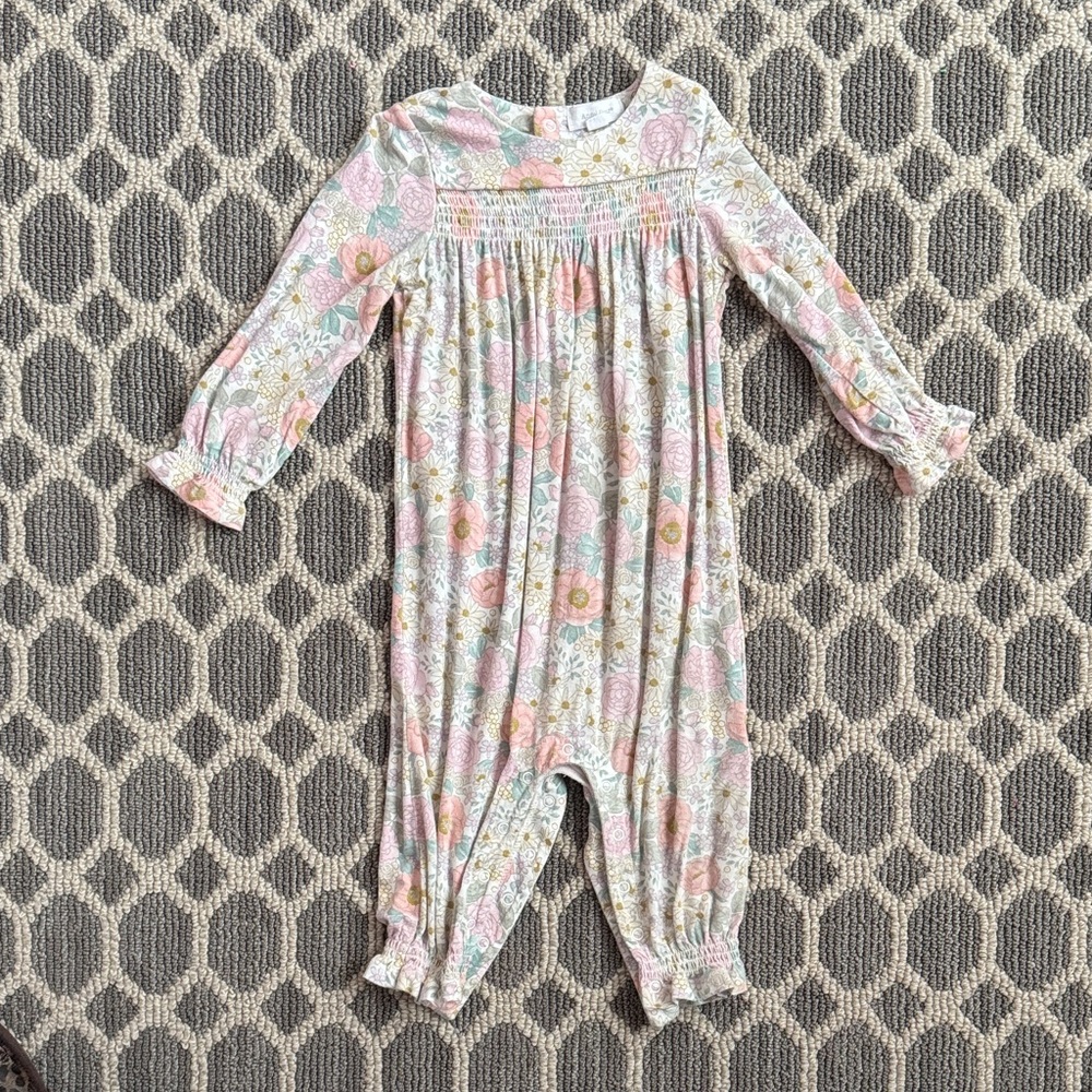 Angel Dear Floral Kids One Piece - Pink and Green